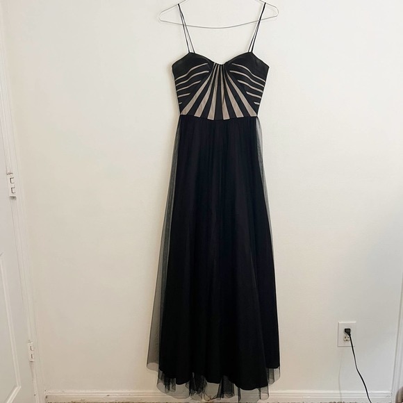 Aidan Mattox Formal Tulle Gown Women's Size 8 Black Bustier A Line Full Length - Picture 1 of 6